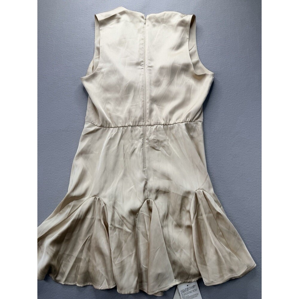 Abercrombie AF satin mini dress deep V-neck pleat champagne wedding. Party MP - Picture 12 of 16